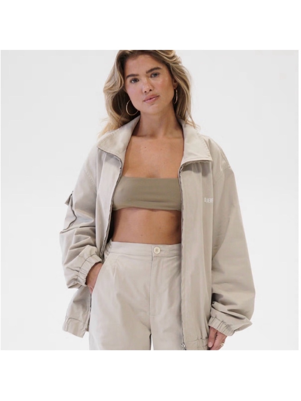Djerf Avenue Oversized Jacket, Sand Color, Size M - Picture 6 of 7